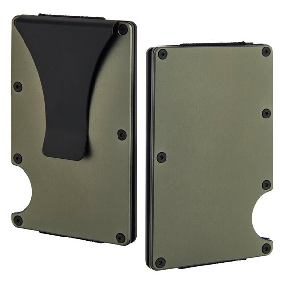RFID Slim Front Pocket Credit Card Aluminum Wallet (Green) - Picture 4 of 6